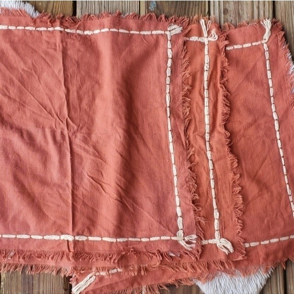 Lot of 3 burnt orange fringe pier 1 Imports Placemats - Picture 1 of 2
